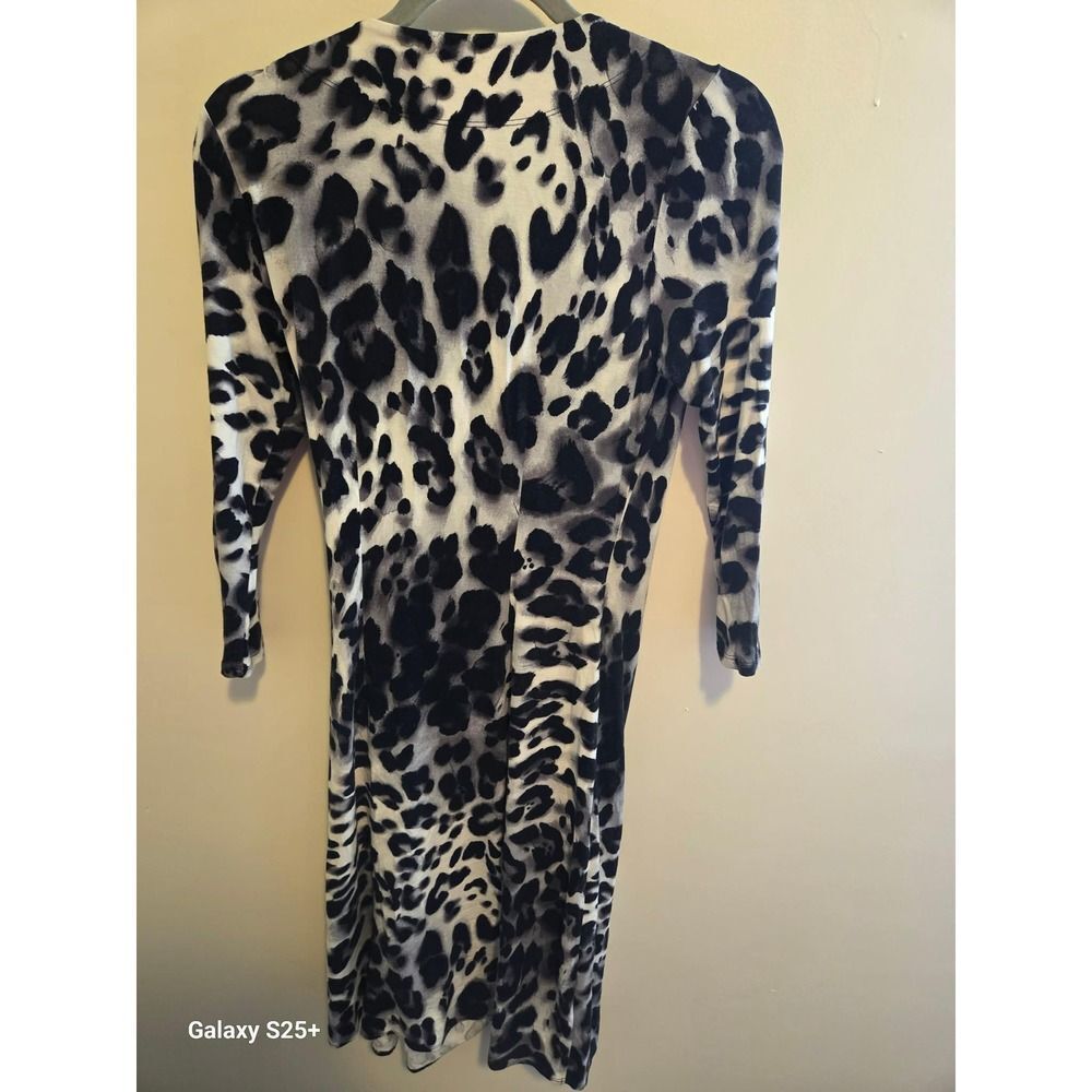 Tommy Bahama Wrap Dress Women XS Gray Leopard Print Faux Wrap Ruched - Picture 4 of 4